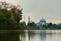 NAMDINH, VIETNAM - MAR. 31ST 2019: Bombax blossoms near Vi Xuyen lake create a romantic landscape of the city.