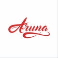 Aruna Name in Red Calligraphy Script Royalty Free Stock Photo