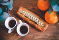 Name: Banana chocolate. Afternoon eating with black coffee and orange.