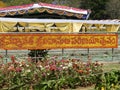 Name board of padmavathi srinivasulu parinayotsavam with flowers in telugu