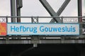 Name on bridge Hefbrug Gouwesluis at Alphen aan den Rijn Royalty Free Stock Photo