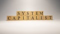 The name Capitalist system was created from wooden letter cubes.