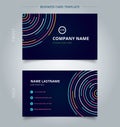 Name card template abstract colorful lines bright circles pattern on dark background technology concept. Royalty Free Stock Photo