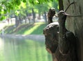 A sculpture of a monkey in the Chistye Prudy neighborhood of Moscow, Russia