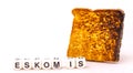 The name Eskom and a slice of toast isolated Royalty Free Stock Photo