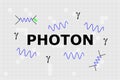 Name of gauge boson photon in the center with blue sine waves Royalty Free Stock Photo