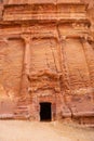 Detail of Tomb doorway on the Street of Facades in Petra Jordan