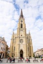 The Name of Mary Church, Novi Sad catholic cathedral during a spring partly cloudy day Royalty Free Stock Photo