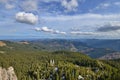 Landscape from the Pietrele Doamnei - Lady`s Stones, in Rarau mountains, Romania, Europe Royalty Free Stock Photo