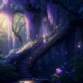 Purpura, The Mystical Sanctuary (Tree illustration) Royalty Free Stock Photo