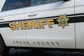 Name and shield of Crook County Sheriff on police car in Oregon