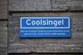 Name sign Coolsingel in the city of Rotterdam in the street where the city hall is