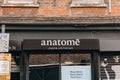 Name sign at the entrance of Anatome apothecary store in Spitalfields, London, UK