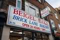 Name sign on the facade of Beigel Bake bakery shop in Brick Lane, London, UK Royalty Free Stock Photo