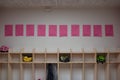 Name signs by students lockers at a school Royalty Free Stock Photo