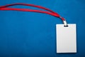 Name tag on neck, empty id card mockup. Copy space Royalty Free Stock Photo