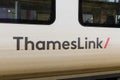 Name on train carriage of Govia Thameslink Railway Royalty Free Stock Photo