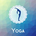 Name of yoga studio on a modern polygonal background.