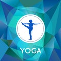 Name of yoga studio on a modern polygonal background.