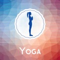 Name of yoga studio on a modern polygonal background.