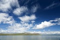 Cirrostratus clouds above clear Mongolian lake Royalty Free Stock Photo