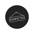 Nameplate disinfected black glyph icon. Cleaning service. Pictogram for web, mobile app, promo.