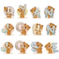 Names for boys Ryan, John, Jose made decorative letters with teddy bears