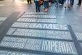 Names of Broadway theaters on the Times Square in New York City