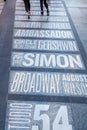 Names of Broadway theaters on the Times Square in New York City