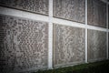 Names of Second world war casualties on a tribute wall in Florence