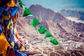 Namgyal Tsemo Gompa, buddhist monastery in Leh at sunset with dramatic sky. Ladakh, India. Royalty Free Stock Photo