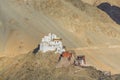 Namgyal Tsemo Monastery with background of Himalayas mountains and  beautiful evening light, view from Shanti Stupa,  Leh, Ladakh Royalty Free Stock Photo