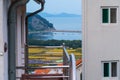 Namhae,South Korea-November 2020: View of the sea from house balcony at Namhae German Village, South Korea