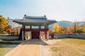 Namhansanseong Fortress, Korean traditional architecture at autumn in Gwangju Royalty Free Stock Photo