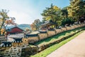 Namhansanseong Fortress, Korean old traditional architecture at autumn in Gwangju, Korea Royalty Free Stock Photo