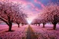 Nami island of south korea with pink leaves