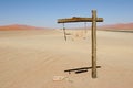 Signpost in Namib desert