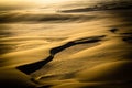 Sand dunes of Namib desert from aircraft on Skeleton coast in Namibia.