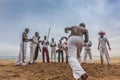 NAMIBE/ANGOLA - 28 AUG 2013 - African sportsmen practicing the famous Brazilian capoeira fight