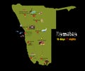 Namibia Africa Map point of interest itinerary day