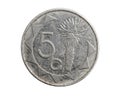 Namibia five cents coin on white isolated background Royalty Free Stock Photo