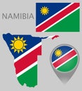 Namibia flag, map and map pointer Royalty Free Stock Photo