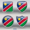 Namibia Flag in 4 shapes collection with clipping path