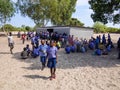 NAMIBIA, Kavango, OCTOBER 15: Namibian school children waiting for a lunch. Kavango was the region with the Highest povert