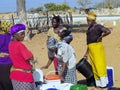 NAMIBIA, Kavango, OCTOBER 15: Women in the village waiting for water. Kavango was the region with the Highest poverty lev Royalty Free Stock Photo