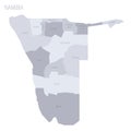 Namibia political map of administrative divisions