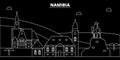 Namibia silhouette skyline, vector city, namibian linear architecture, buildings. Namibia travel illustration, outline