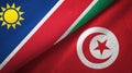 Namibia and Tunisia two flags textile cloth, fabric texture