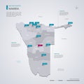 Namibia vector map with infographic elements, pointer marks Royalty Free Stock Photo