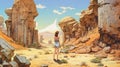 Namibian Cliff In Milo Manara Style: A Beautiful Monumental Figure